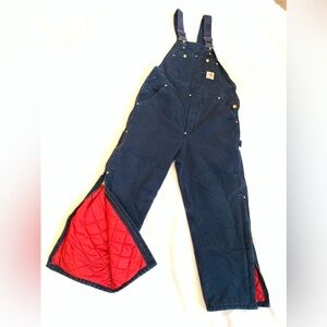 Carhartt Insulated Navy Overalls with Yellow Details